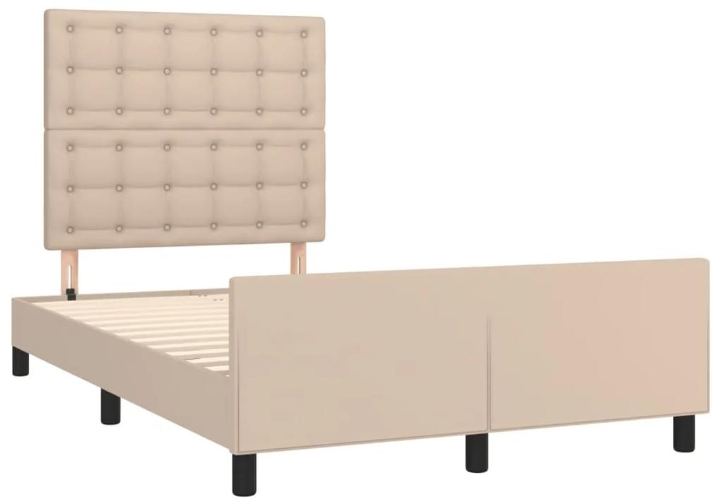 3270565 vidaXL Cadru de pat cu tăblie, cappuccino, 120x190 cm, piele ecologică