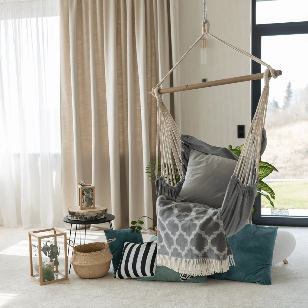 Scaun balansoar suspendabil, alb/gri, LINDO NEW