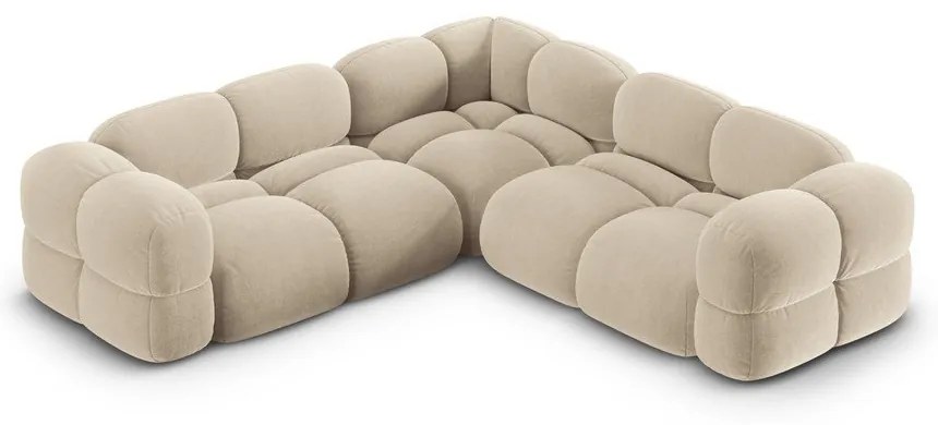 Colțar bej cu tapițerie din catifea Loretto – Cosmopolitan Design