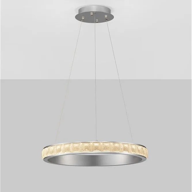 Lustra LED design circular, Otel, Argintiu, Cristal K9, ETEKEN NVL-9501214