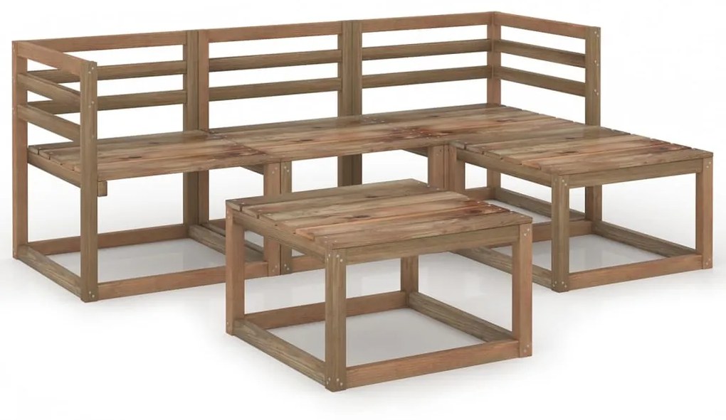 3067603 vidaXL Set mobilier de grădină, 5 piese, maro, lemn de pin tratat
