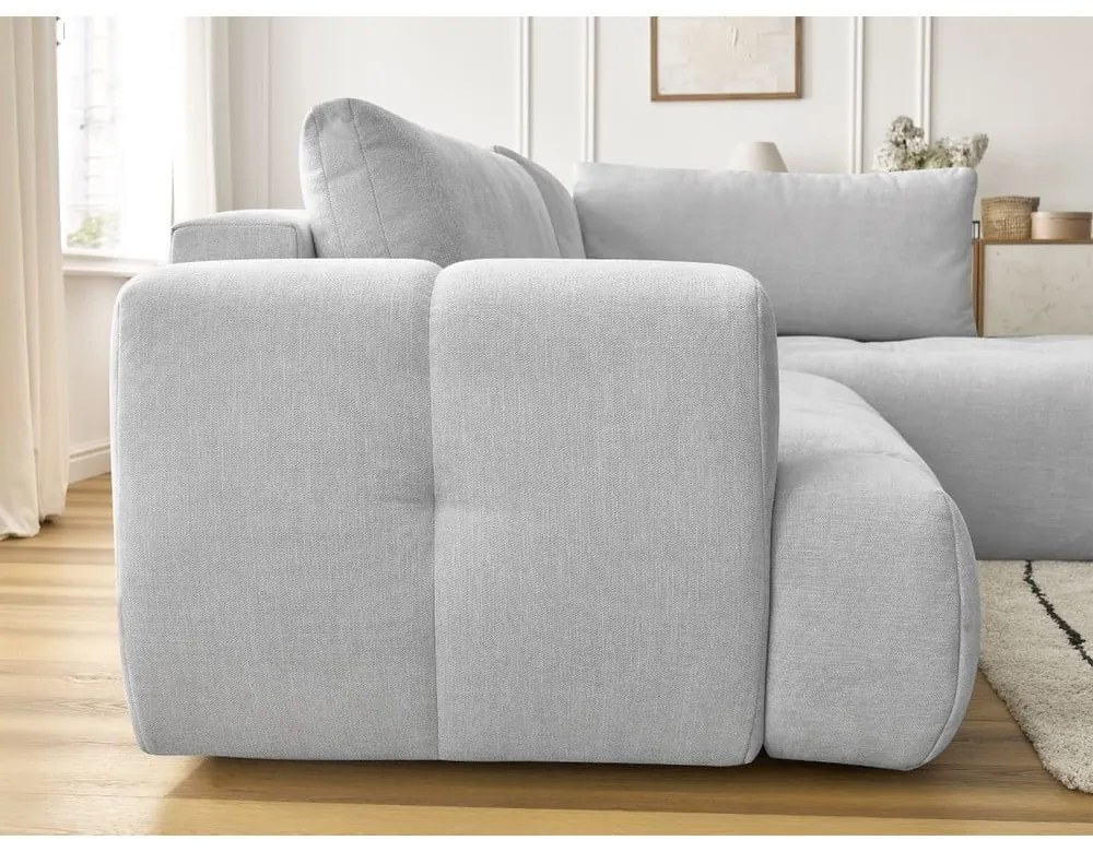 Colțar gri deschis extensibil/cu spațiu de depozitare (cu colț pe partea dreaptă/în formă de ”L”) Fuji – Bobochic Paris