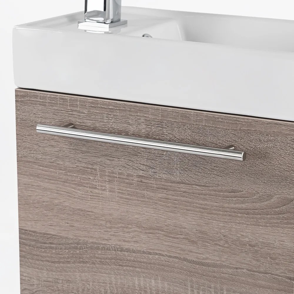 Mobilier de baie fantastic, cu lavoar, în culoarea stejarului York