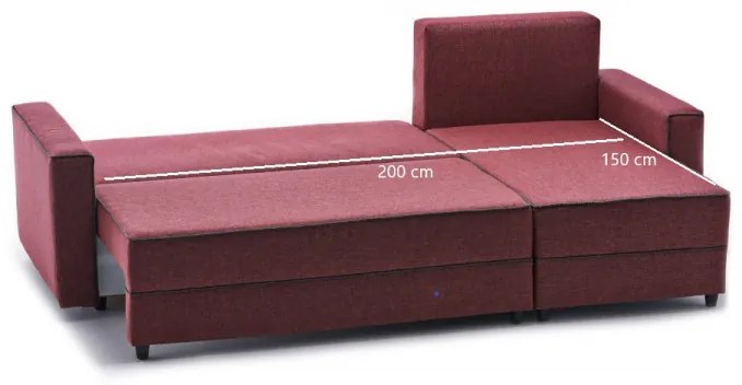 Coltar Extensibil pe Dreapta, Cadru Lemn de Brad, Ece, Bordo