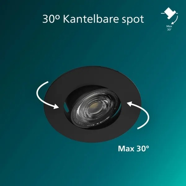 Philips - Set 3x spot încastrat compatibil cu dimmer CILANTRO LED/5W/230V 4000K negru