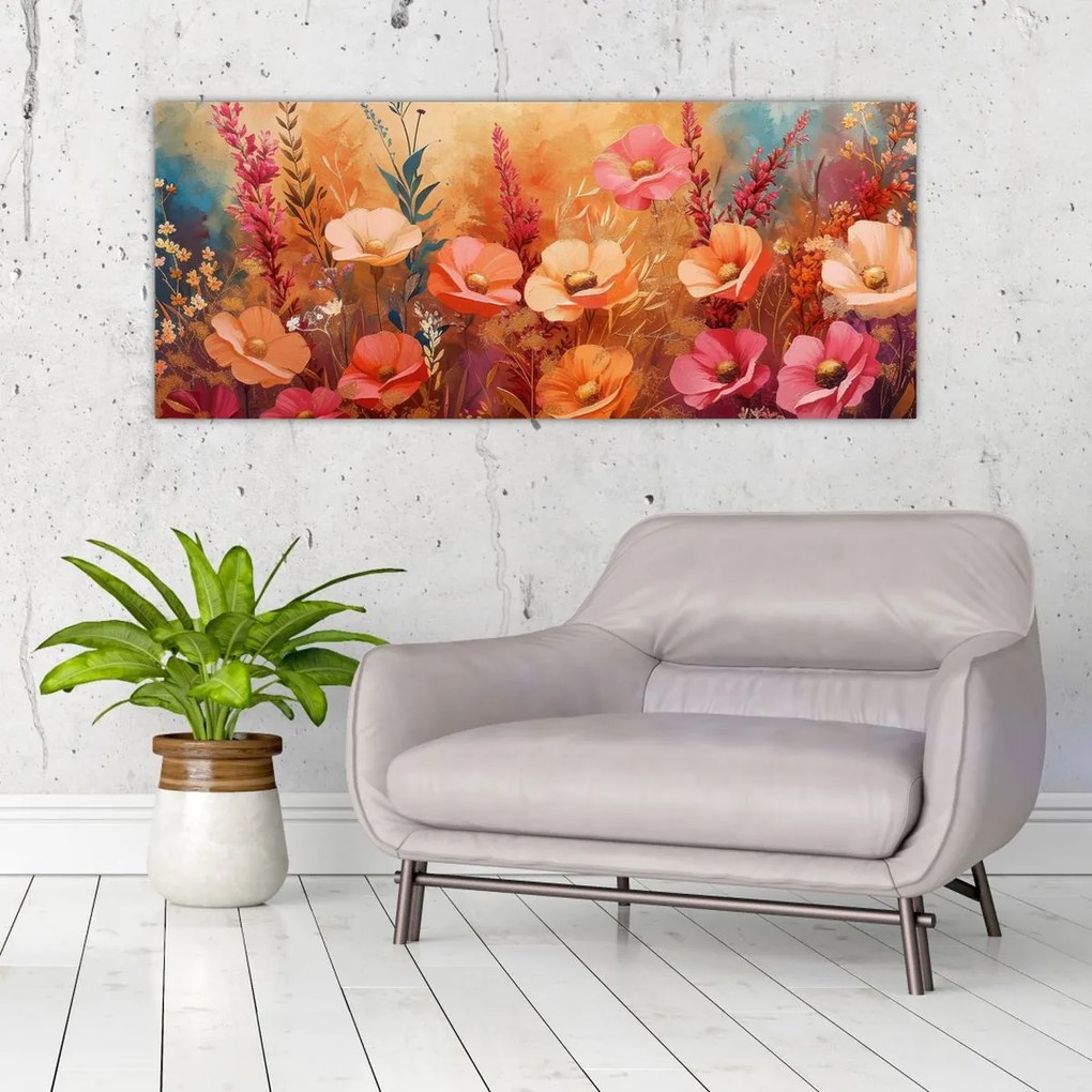 Tablou - Flori de pajiște, pictură (120x50 cm)