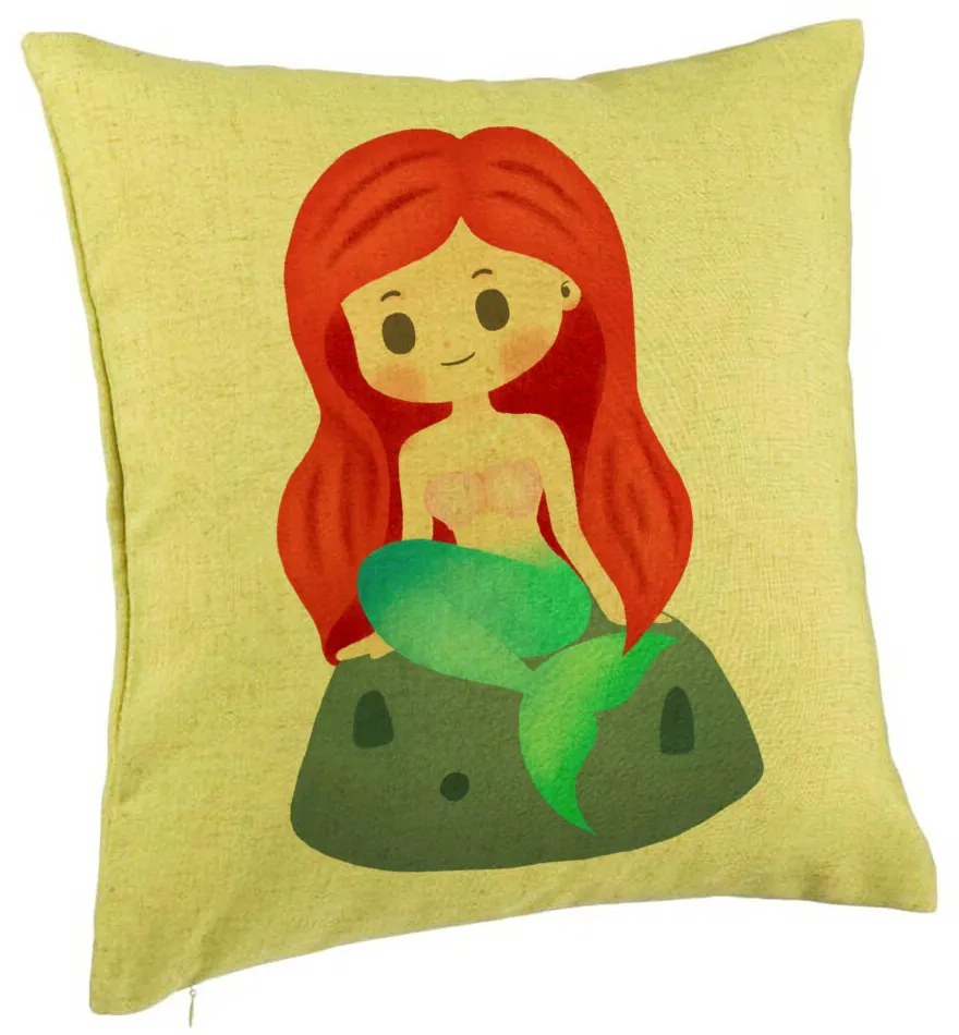 Perna Decorativa, Model Sirena, 40x40 cm, Verde, Husa Detasabila, Burduf