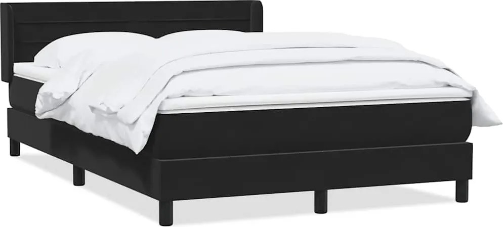 vidaXL Pat box spring cu saltea, negru, 160x210 cm, catifea