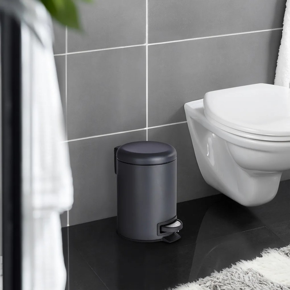 Wenko Coș de gunoi cu pedală Leman 3 l, negru, 3 l