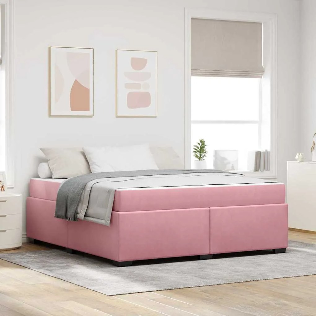 vidaXL Cadru de pat Altele Roz 180 x 200 cm Catifea