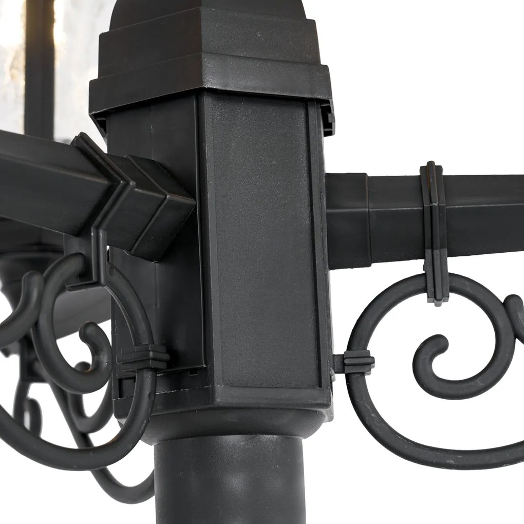 Stâlp clasic de exterior negru 217cm IP44 - New Haven Hammered