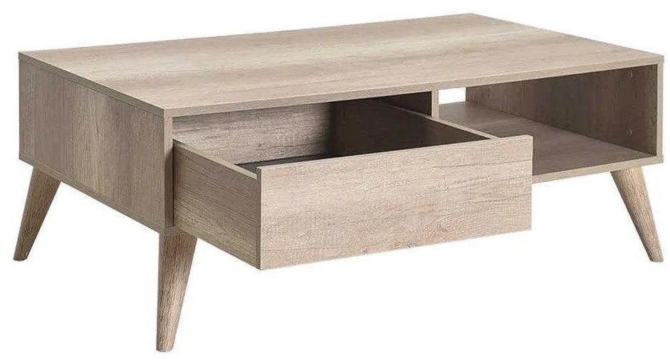 Masuta Cafea cu sertar Adore Living, Alb - Lemn Natural, 110 x 42 x 65 Cm