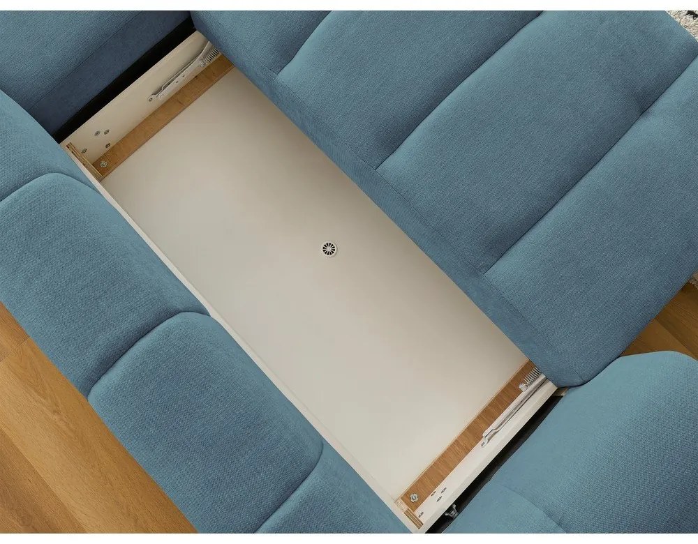 Colțar albastru extensibil/cu spațiu de depozitare (cu colț pe partea dreaptă/cu șezlong) Fuji – Bobochic Paris