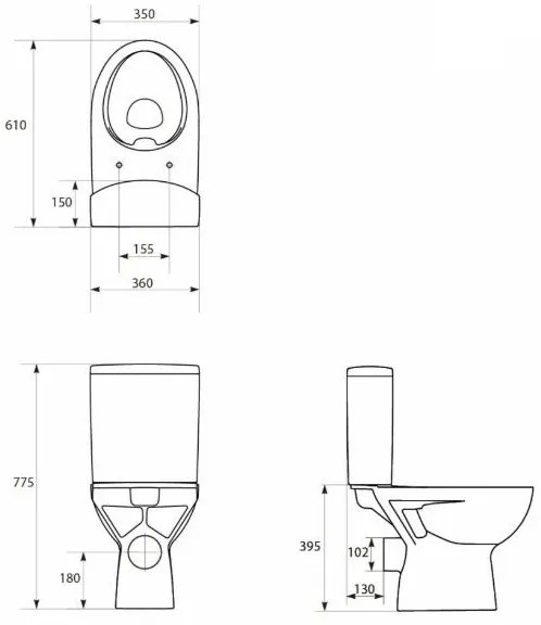 Cersanit K27-062 - Vas WC pe pardoseală PARVA, ceramică, alb