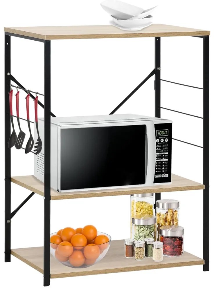 vidaXL Dulap microunde, negru/stejar 60x39,6x79,5 cm lemn prelucrat