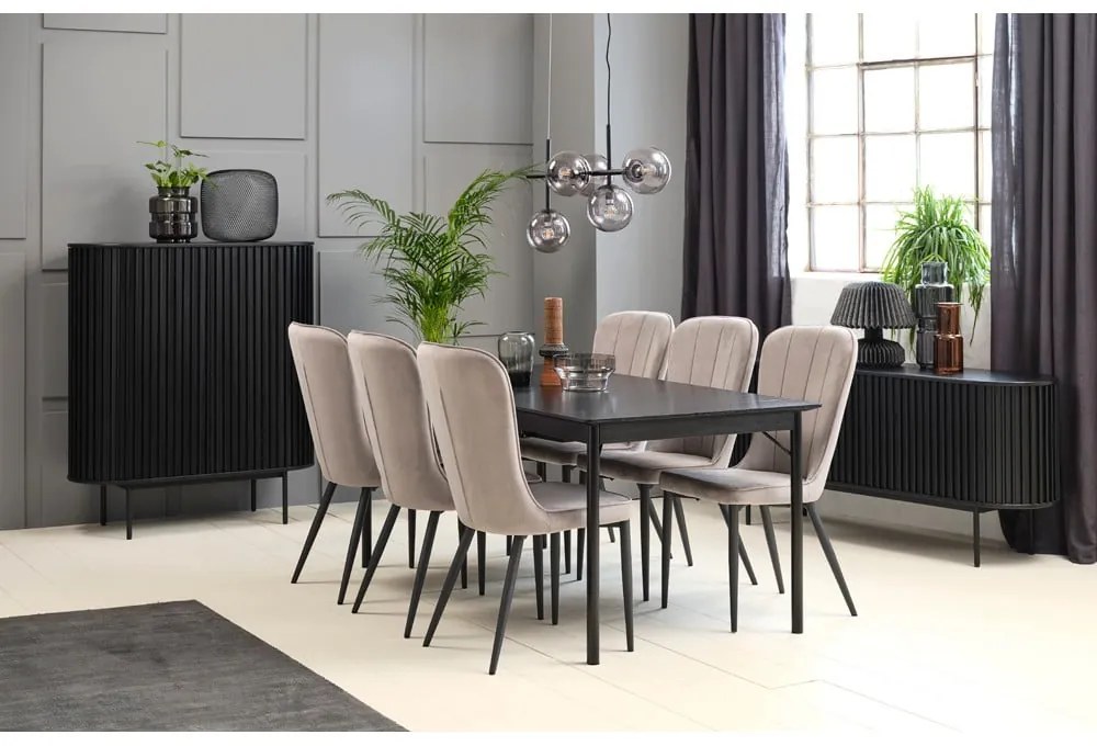 Masă de dining neagră 95x180 cm Savona – Unique Furniture
