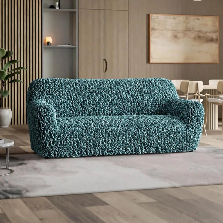 Huse bielastice VELVET petrol fotoliu triplu (l. 170 - 220 cm)