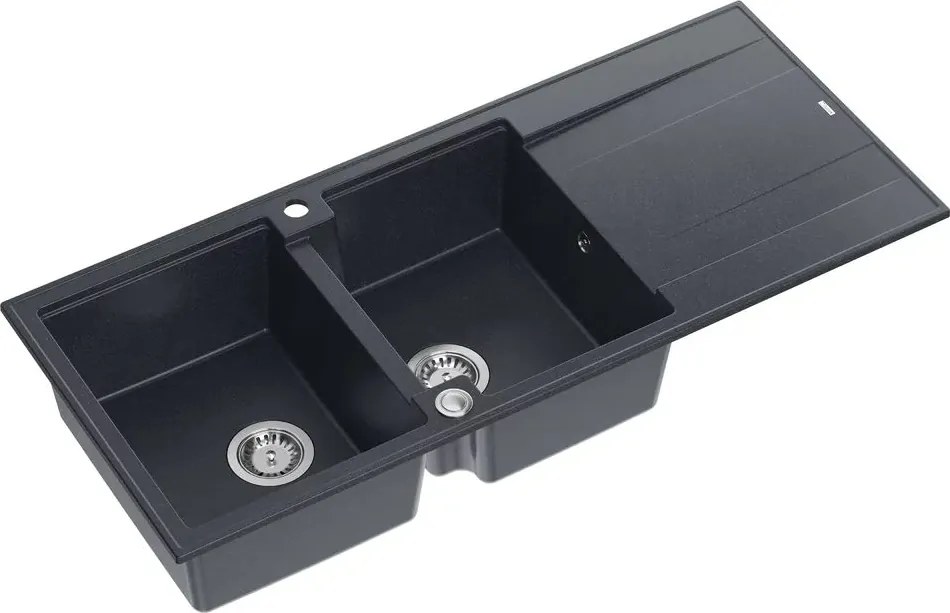 Chiuveta compozit incastrata Quadron Evan 121 negru - inox 116x50 cm