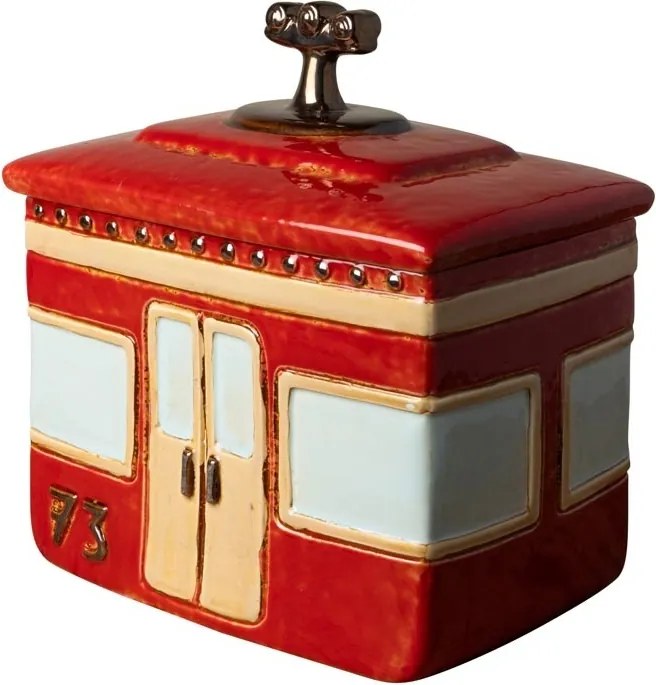 Cutie decorativa, din ceramica, rosie, Box Cable