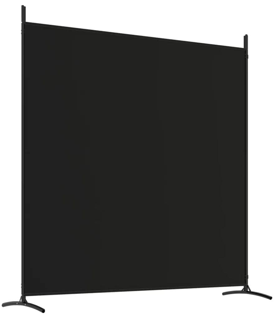Paravan de camera cu 3 panouri, negru, 525x180 cm, textil