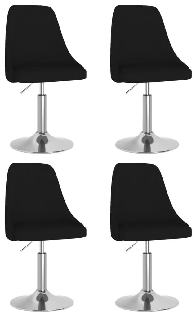 3084810 vidaXL Scaune de bucătărie pivotante, 4 buc., negru, material textil