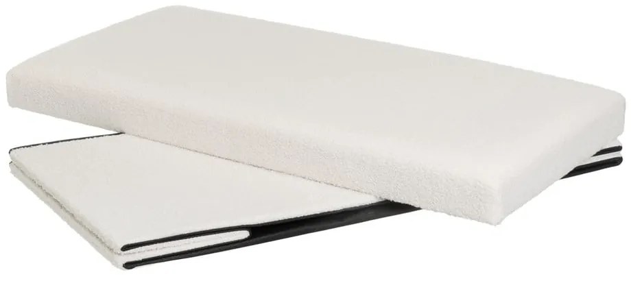 Taburet alb cu tapițerie din țesătură bouclé Ecru – Casa Selección