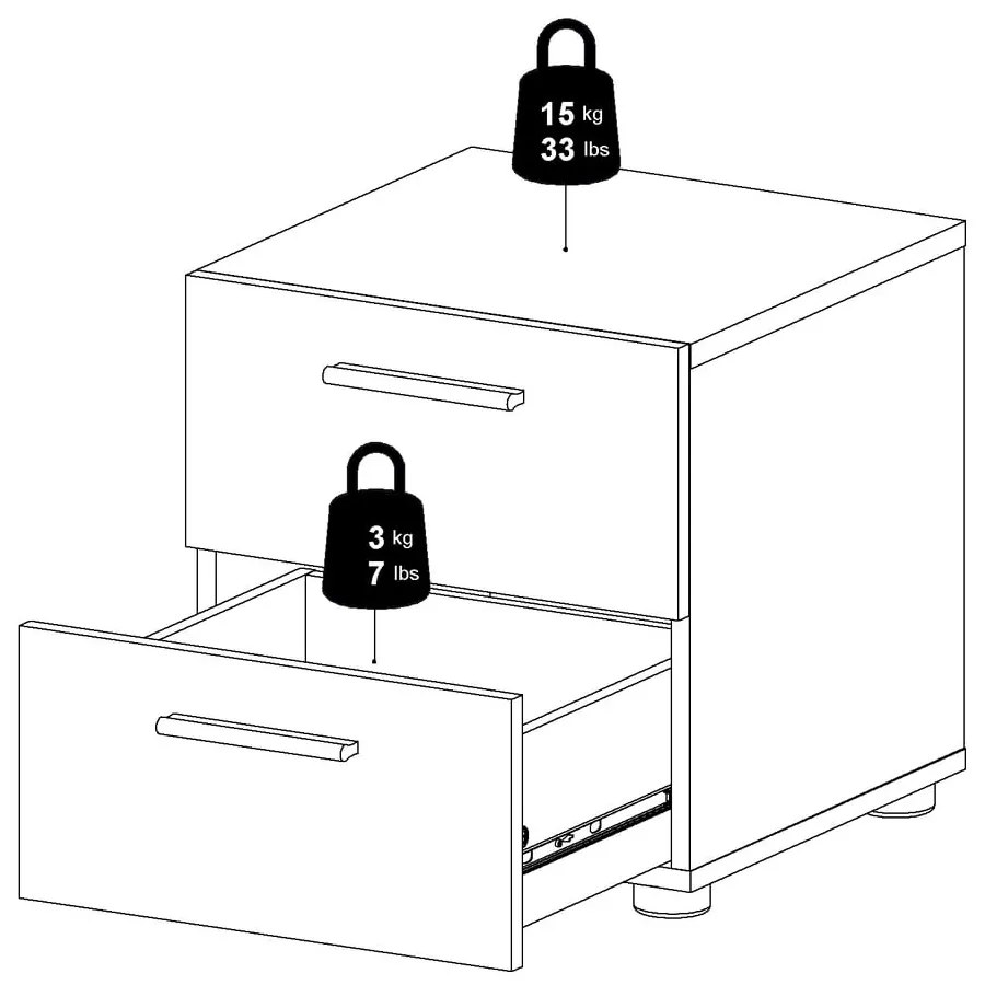 Noptieră albă cu aspect de lemn de stejar Pepe - Tvilum