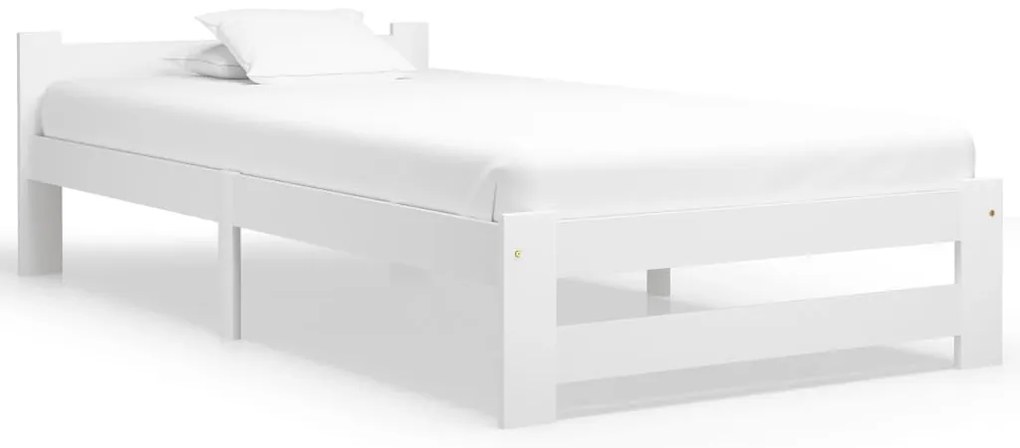 vidaXL Cadru de pat, alb, 90 x 200 cm, lemn masiv de pin