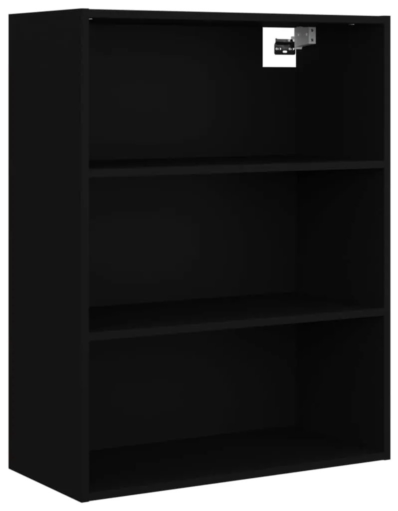 812313 vidaXL Dulap de perete suspendat, negru, 69,5x32,5x90 cm