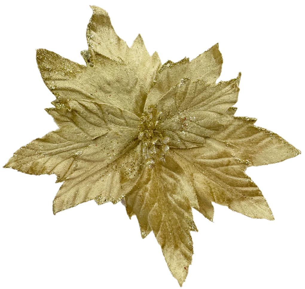 Ornament brad Craciunita Bright 23cm, Auriu