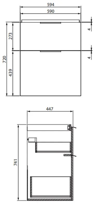 Dulap baie suspendat Cersanit City 60 pentru lavoar, alb 600 mm