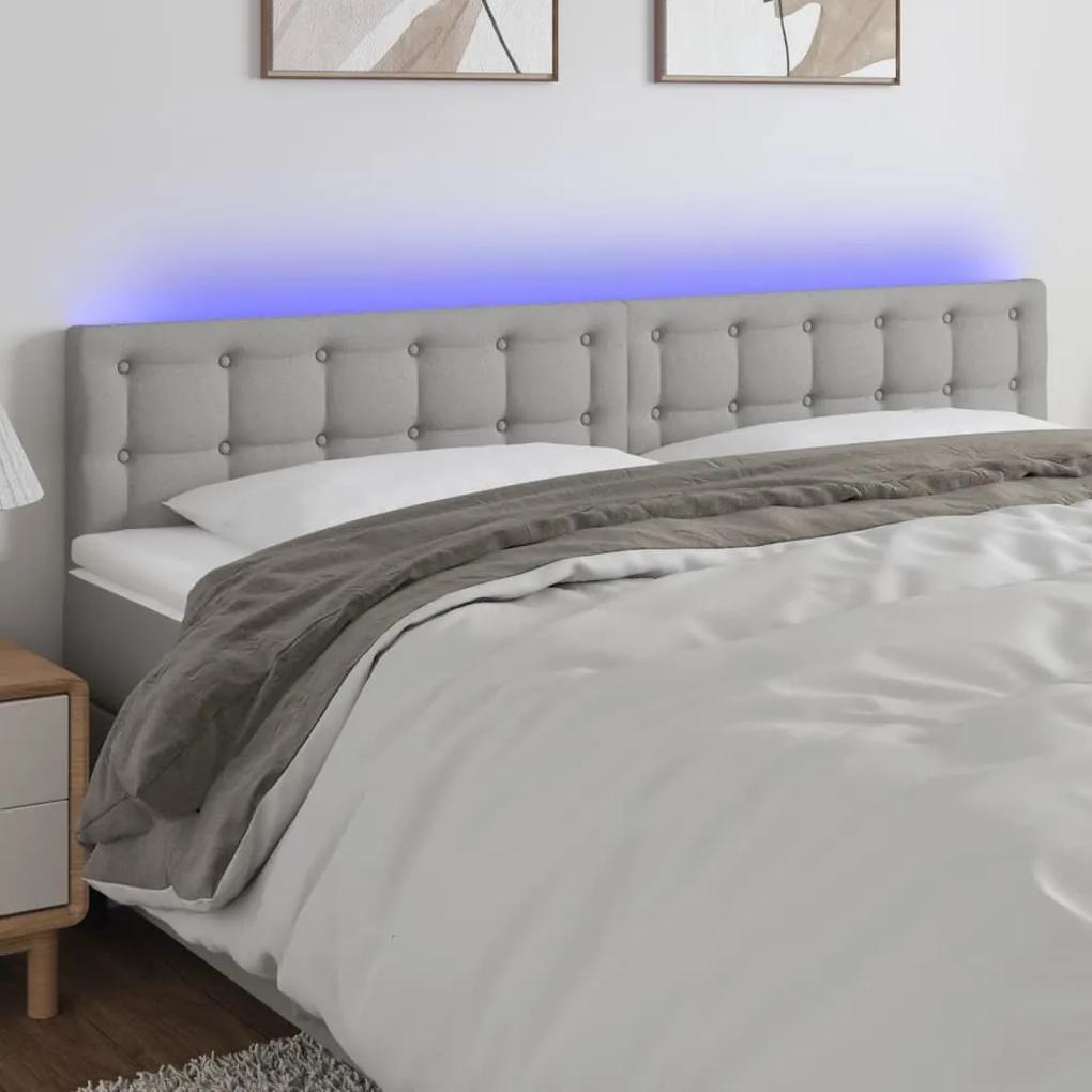 3122068 vidaXL Tăblie de pat cu LED, gri deschis, 200x5x78/88 cm, textil