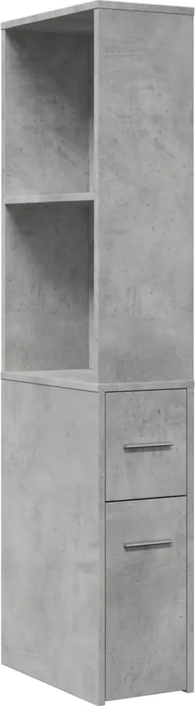 vidaXL Dulap de baie îngust cu roți, gri beton, lemn prelucrat