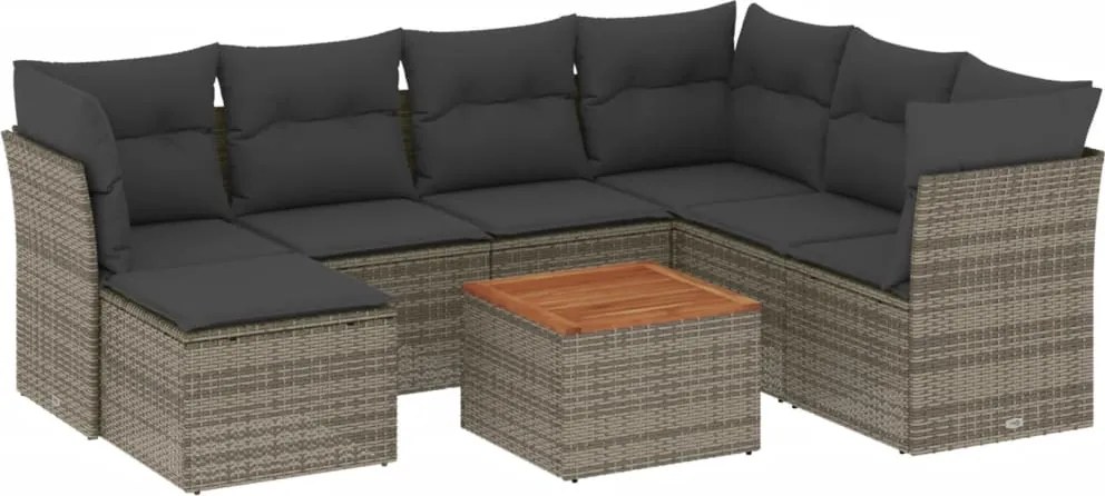 vidaXL Set canapele de grădină cu perne, 8 piese, gri, poliratan
