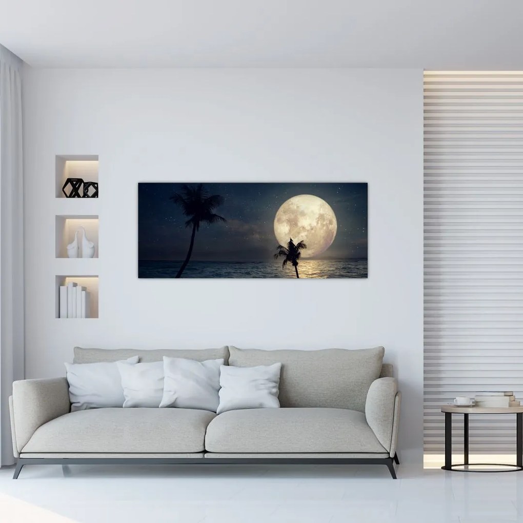 Tablou - Plaja cu lună plină (120x50 cm)