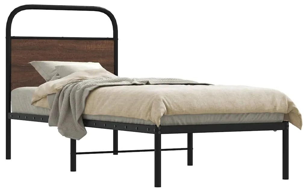 vidaXL Cadru pat fără saltea, stejar maro 75x190 cm lemn prelucrat
