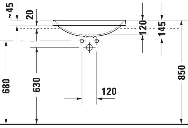 Duravit 358600079 - Lavoar încastrat D-NEO 60x44 cm ceramică/alb lucios