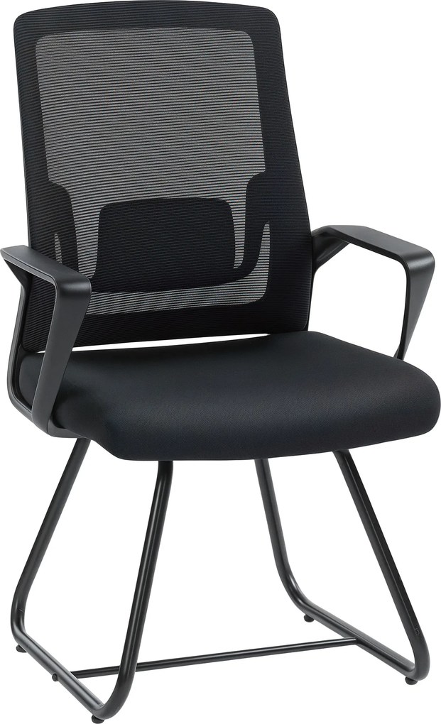 HOMCOM Scaun de Birou Fără Roți Ergonomic cu Brațe pentru Sala de Așteptare, Negru | Aosom Romania