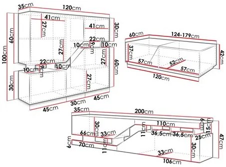 Set mobilier living Bokas II (Alb + Stejar wotan) . 1105945