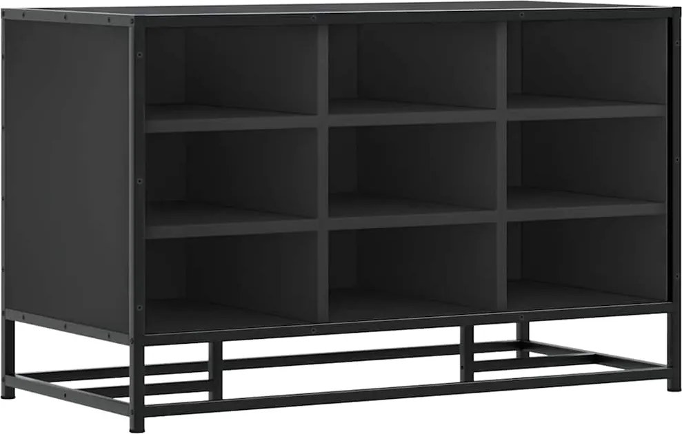 vidaXL Bancă de pantofi neagră 84x40x53,5 cm lemn și metal prelucrat
