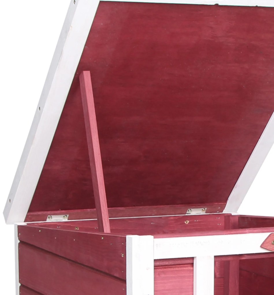 PawHut Colivă Lemn Exterior pentru Rozătoare, Acoperiș și Rampa Reglabilă, 42x51x43cm, Roșu | Aosom Romania