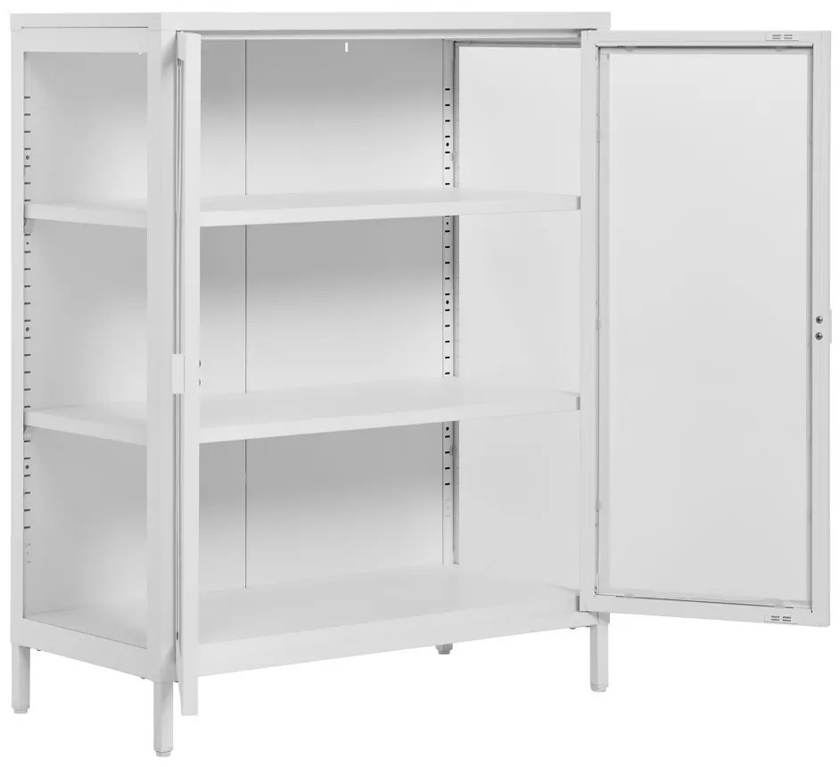 Vitrină Brisbane, 2 uși din sticlă, oțel, alb 80x40x101 cm