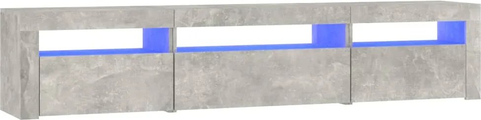 vidaXL Comodă TV cu lumini LED, gri beton, 195x35x40 cm