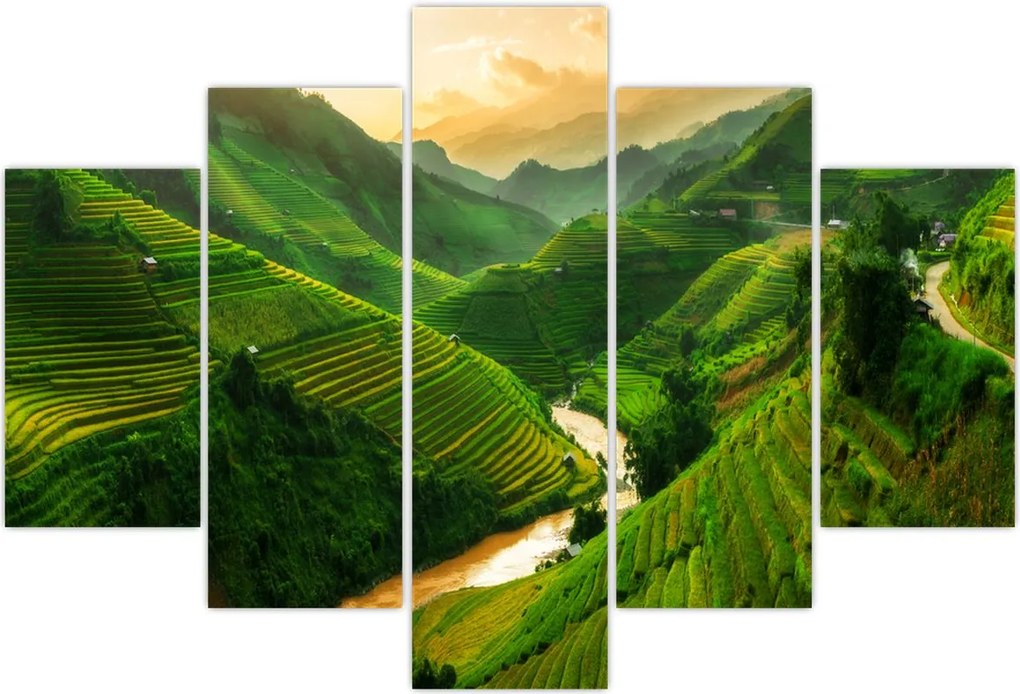 Tablou - Terase de orez Mu Cang Chai (150x105 cm)