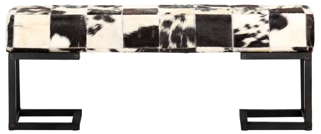 283750 vidaXL Bancă, negru, 110 cm, piele naturală de capră, model petice