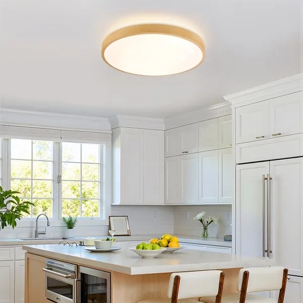 Brilagi-LED Corp de iluminat dimabil GLASS POOL DOUBLE LED/60W/230V 50 cm, decor lemn + telecomandă