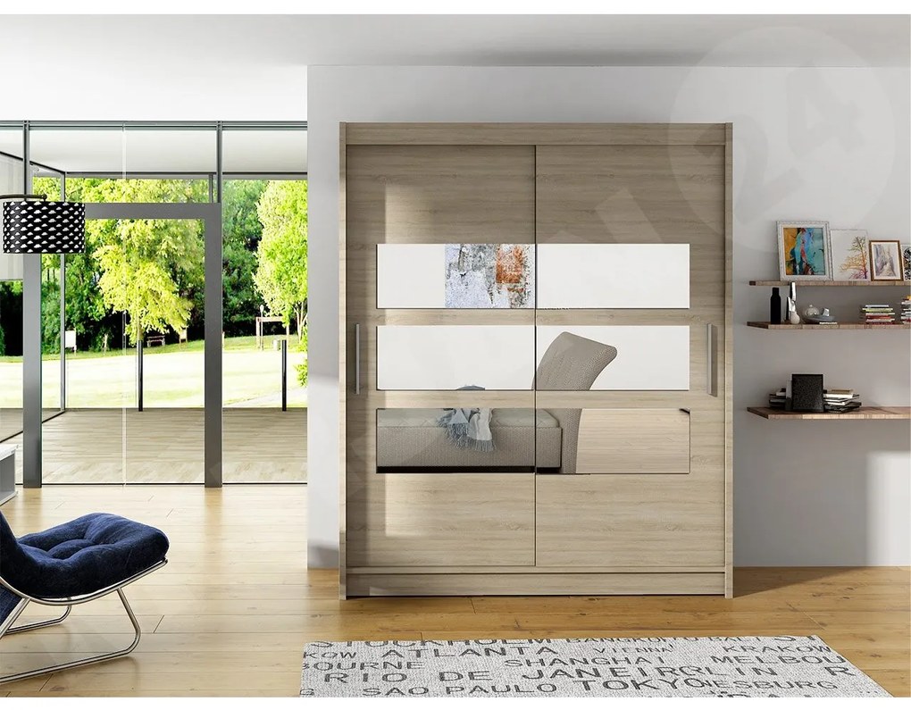 Dulap cu uși glisante Primrose VII (stejar sonoma) (fără iluminare). Promo -17%. 1058469