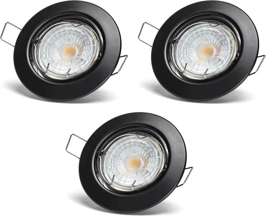 Aigostar - Set de 3 spoturi LED încastrate, 1x GU10/4,5W/230V 6500K, negru