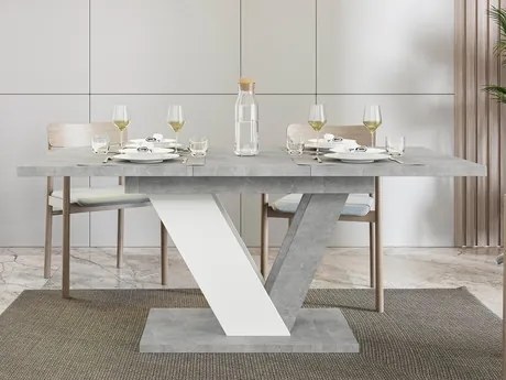 Masă sufragerie extensibilă Granger (lucios Negru + beton) (pentru 2-6 persoane). 1105379