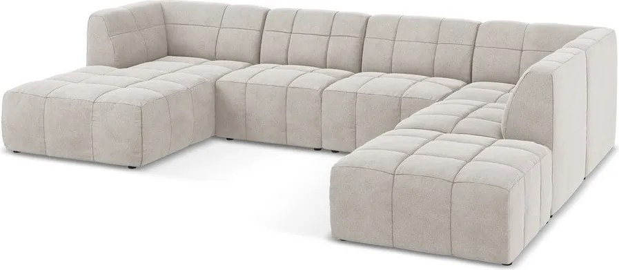 Colțar bej cu tapițerie din catifea (în formă de "U") Aloha – Makamii